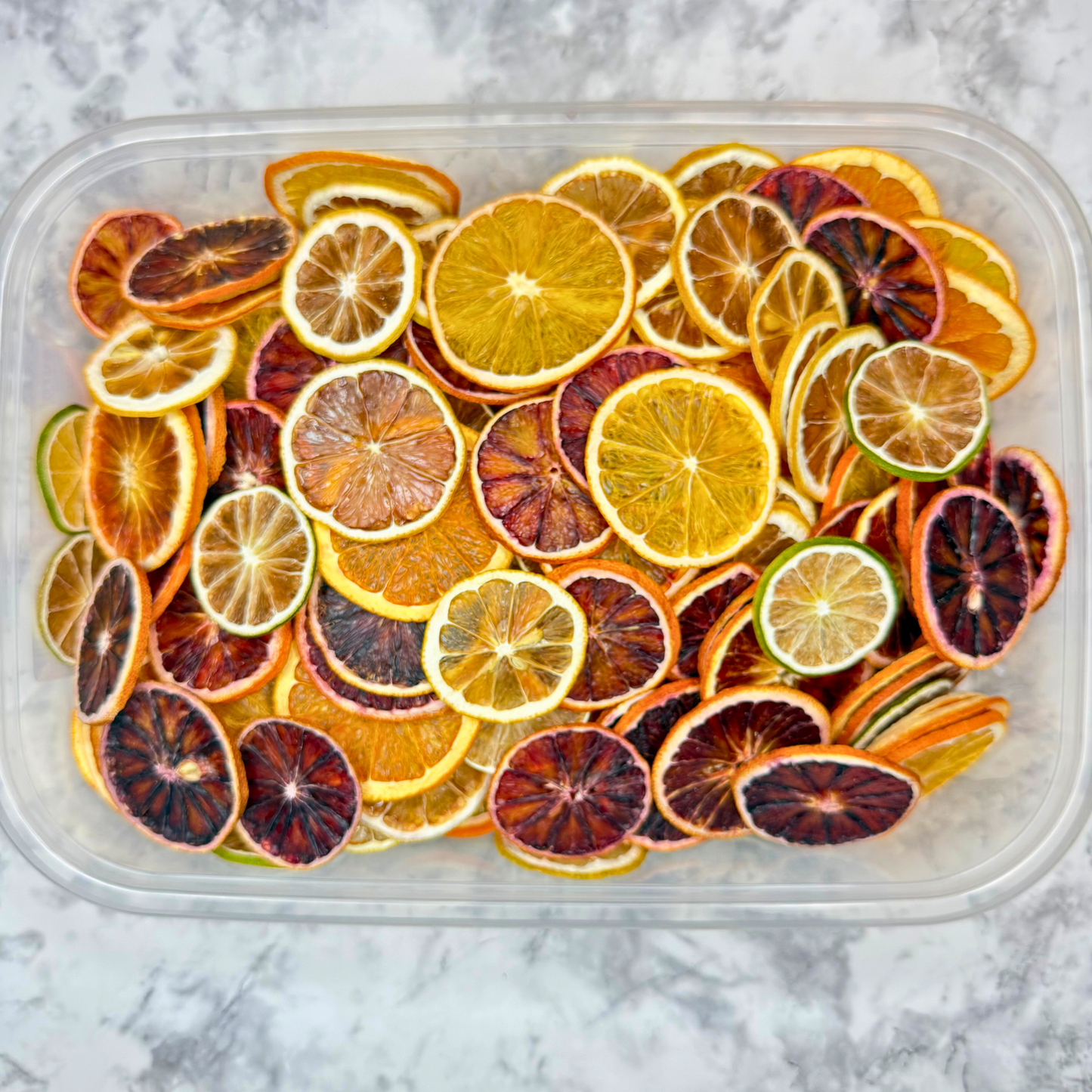 Mezcla de Cítricos Deshidratados - Limón, Lima, Naranja y Naranja Sanguina Secos