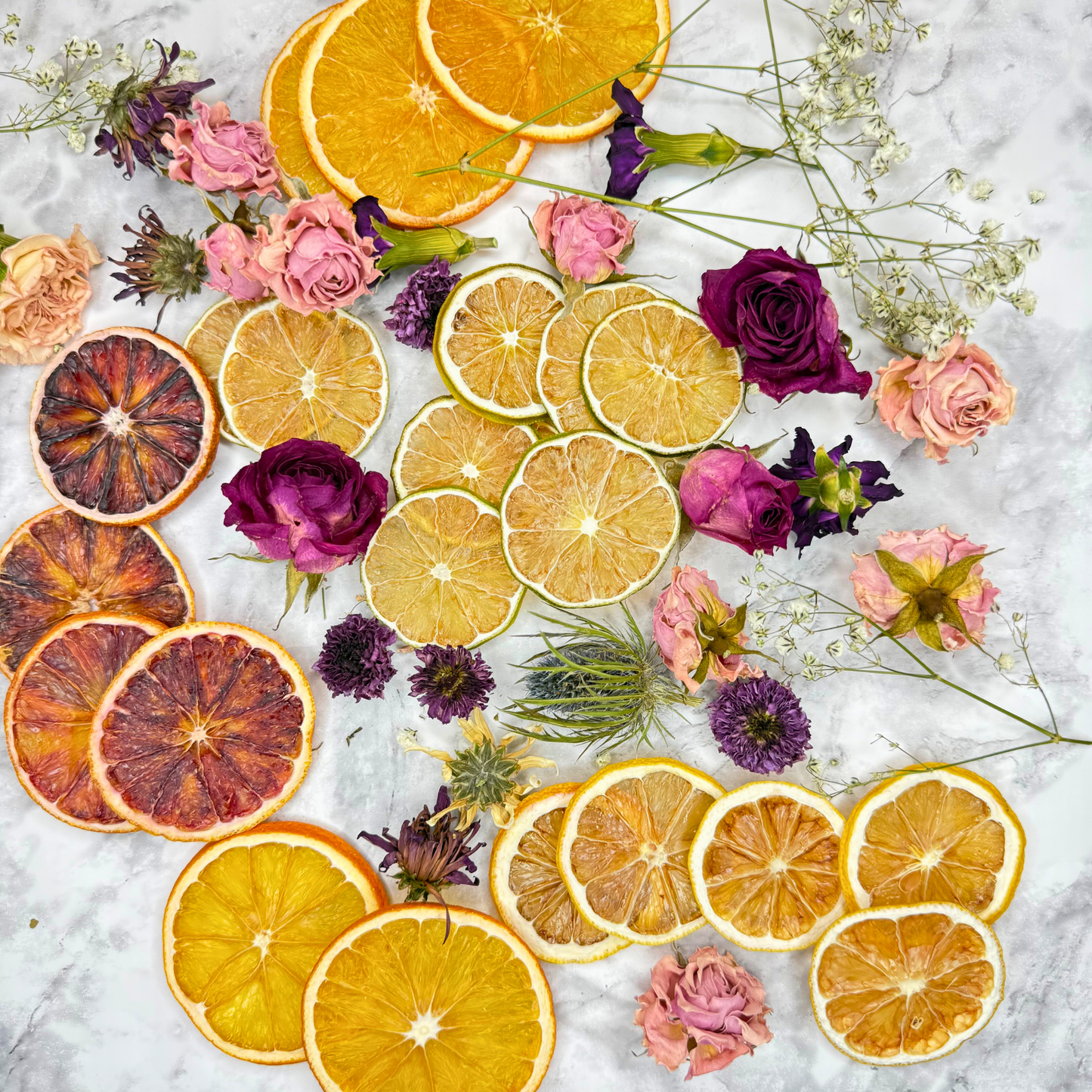 Mezcla de Cítricos Deshidratados - Limón, Lima, Naranja y Naranja Sanguina Secos