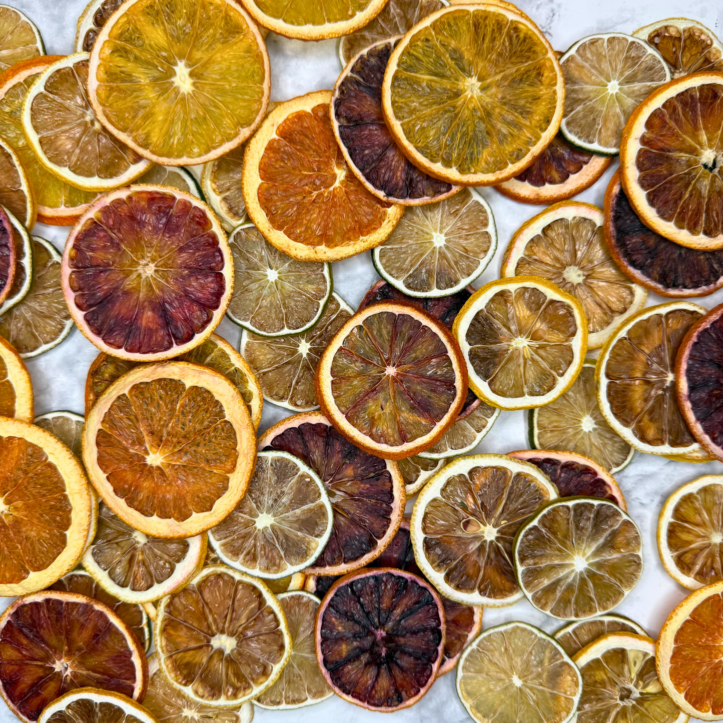 Mezcla de Cítricos Deshidratados - Limón, Lima, Naranja y Naranja Sanguina Secos