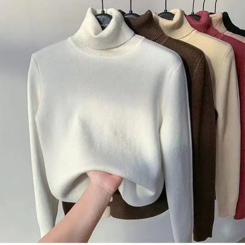 Pull-over à col roulé pour femmes automne hiver