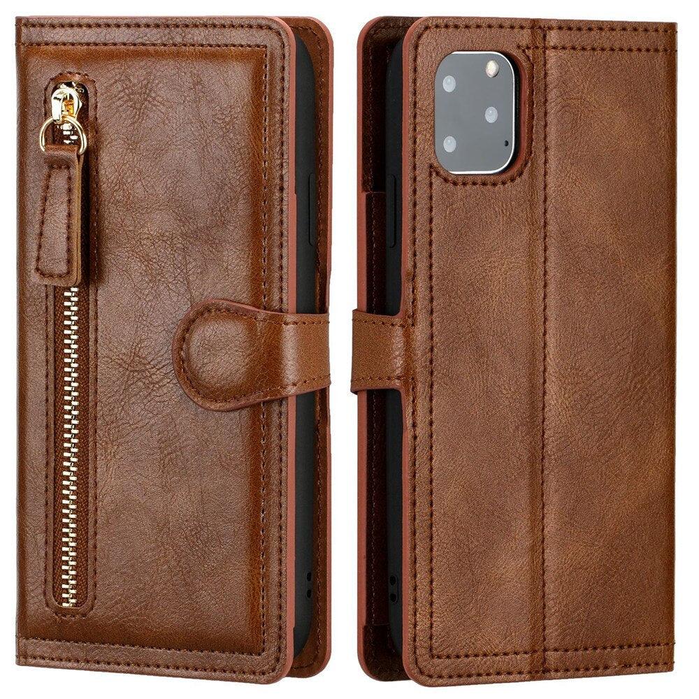 Elegant Retro PU Leather Flip Case for iPhone 14/13/12/11 Series with Card Holder - Korvel