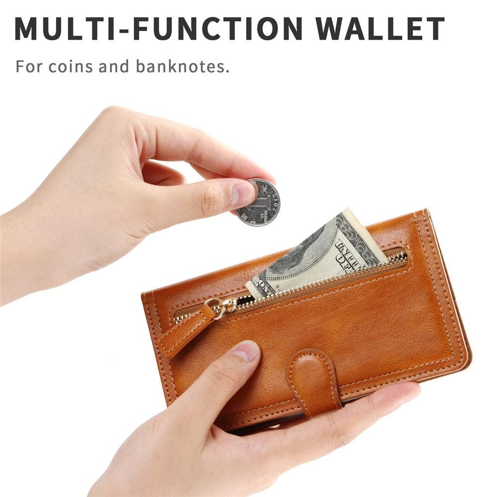 Elegant Retro PU Leather Flip Case for iPhone 14/13/12/11 Series with Card Holder - Korvel