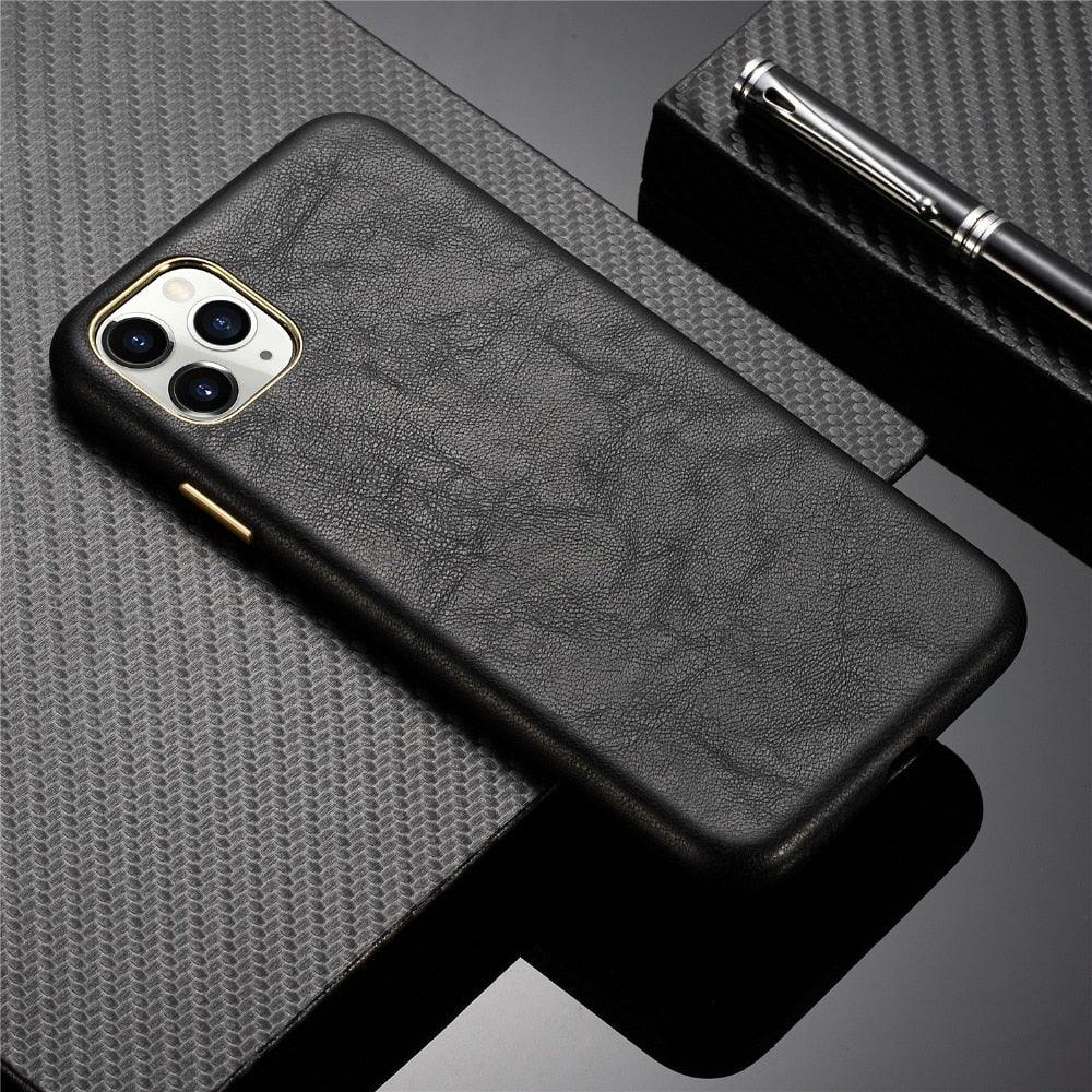 Funda de Cuero Clásica para iPhone - Verde Medianoche