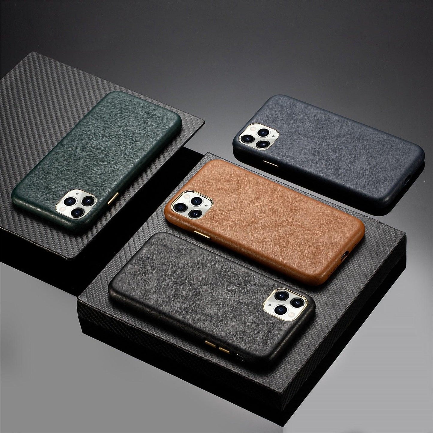 Funda de Cuero Clásica para iPhone - Verde Medianoche