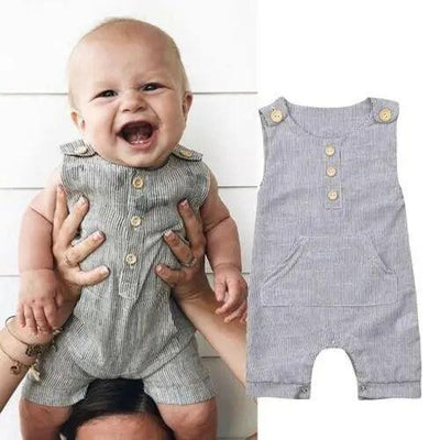 Classic Striped Sleeveless Romper for Newborns