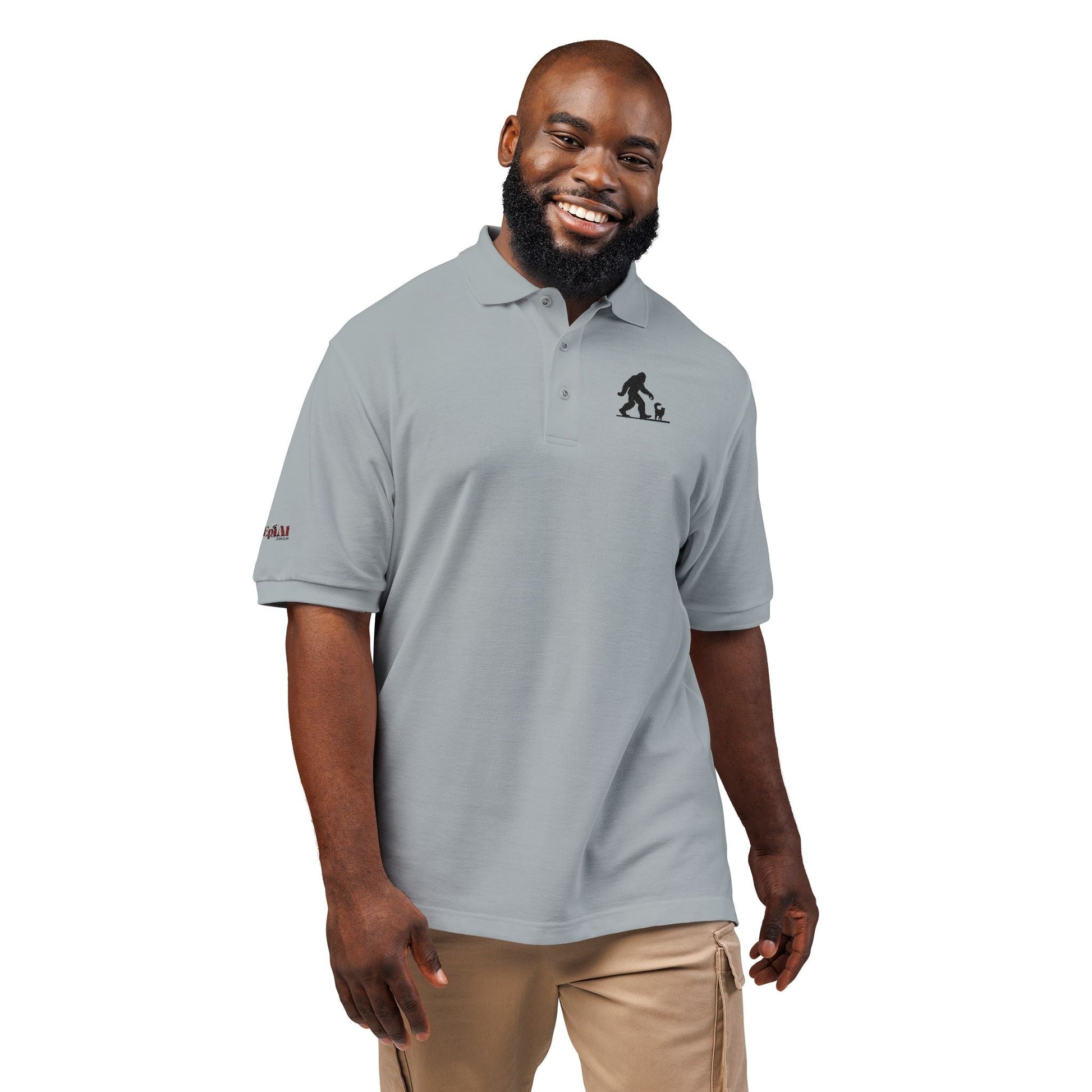 Sasquatch's Cat Adventure Unisex Polo Shirt - Embroidered Style - Korvel