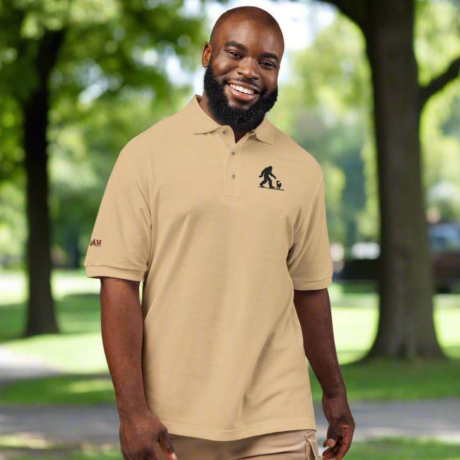Sasquatch's Cat Adventure Unisex Polo Shirt - Embroidered Style - Korvel