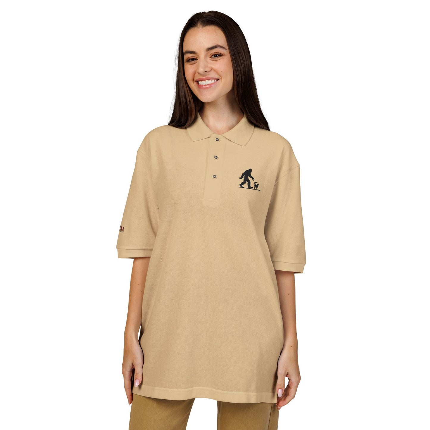 Sasquatch's Cat Adventure Unisex Polo Shirt - Embroidered Style - Korvel