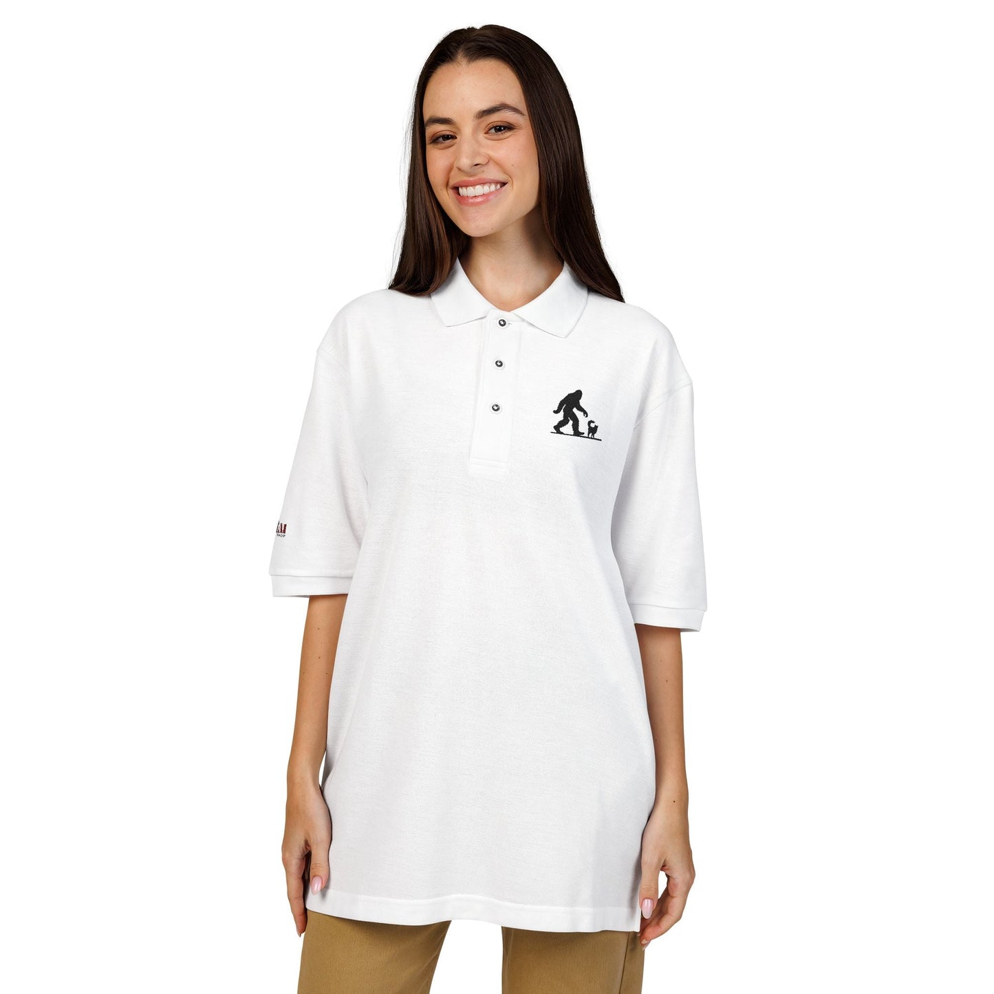 Sasquatch's Cat Adventure Unisex Polo Shirt - Embroidered Style - Korvel