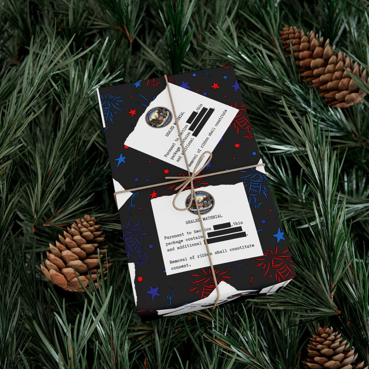 Classified Celebration Gift Wrap – Patriotic Fireworks Design