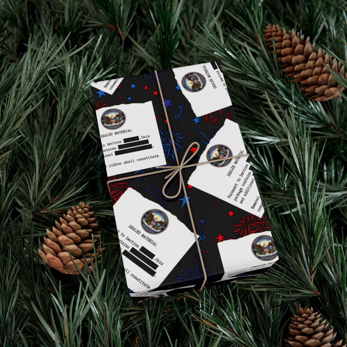 Classified Celebration Gift Wrap – Patriotic Fireworks Design