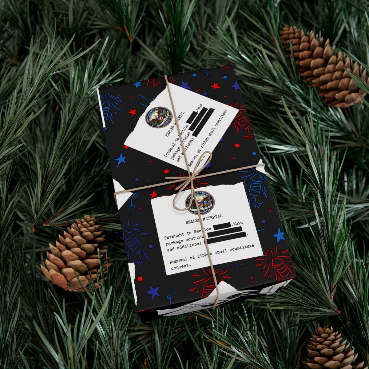 Classified Celebration Gift Wrap – Patriotic Fireworks Design
