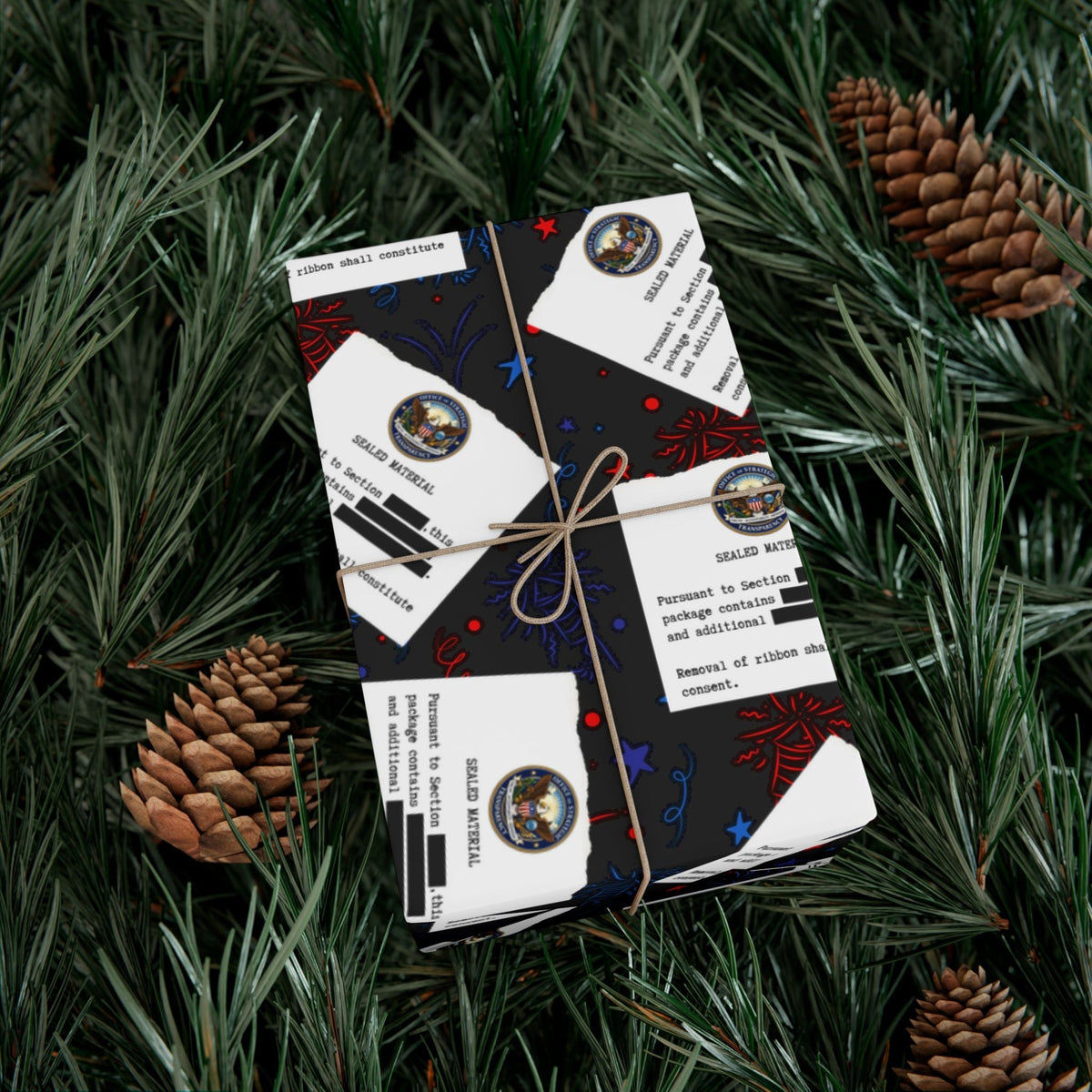 Classified Celebration Gift Wrap – Patriotic Fireworks Design
