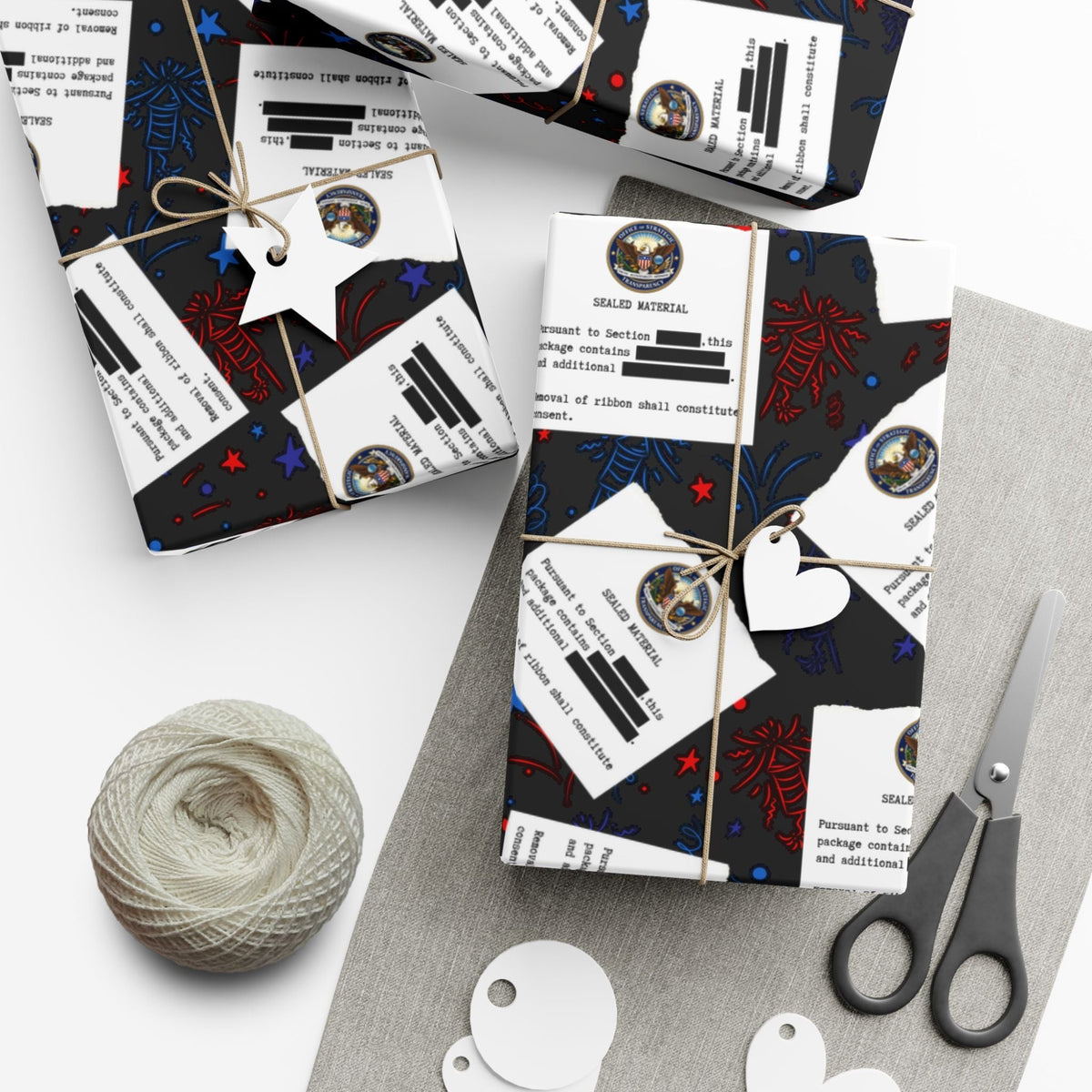 Classified Celebration Gift Wrap – Patriotic Fireworks Design