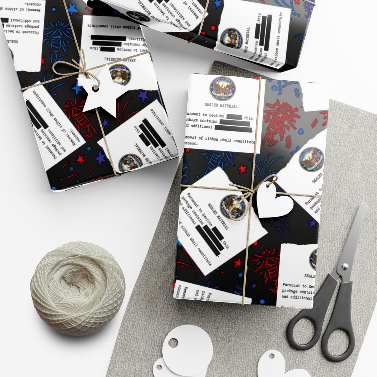Classified Celebration Gift Wrap – Patriotic Fireworks Design