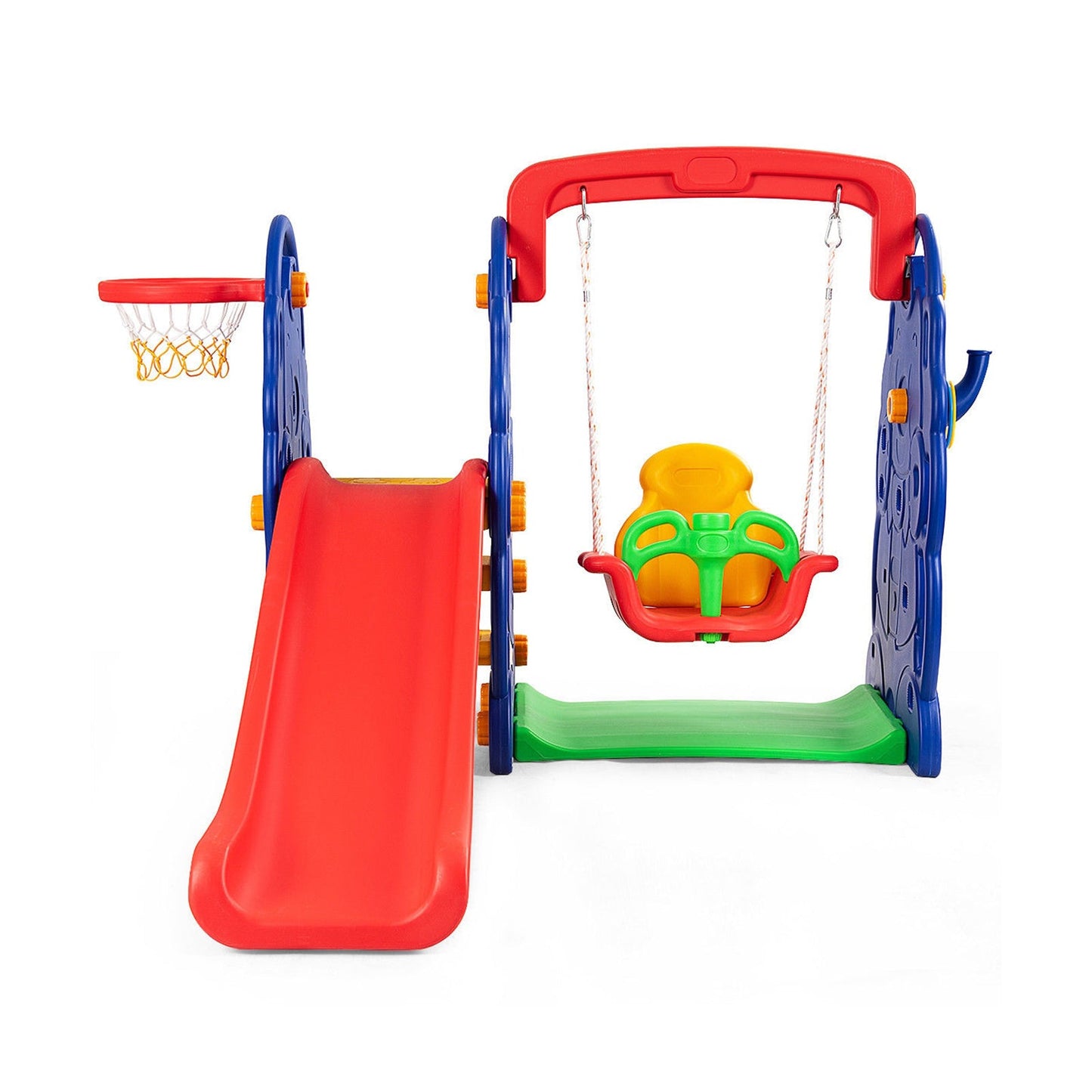Ensemble de balançoire avec toboggan et grimpeur 3-en-1 pour juniors