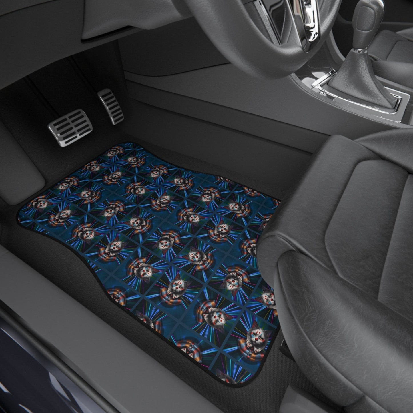 Alfombrillas de Coche con Diseño de Gato Payaso - Juego de 4 Protectores de Suelo de Alta Resistenci