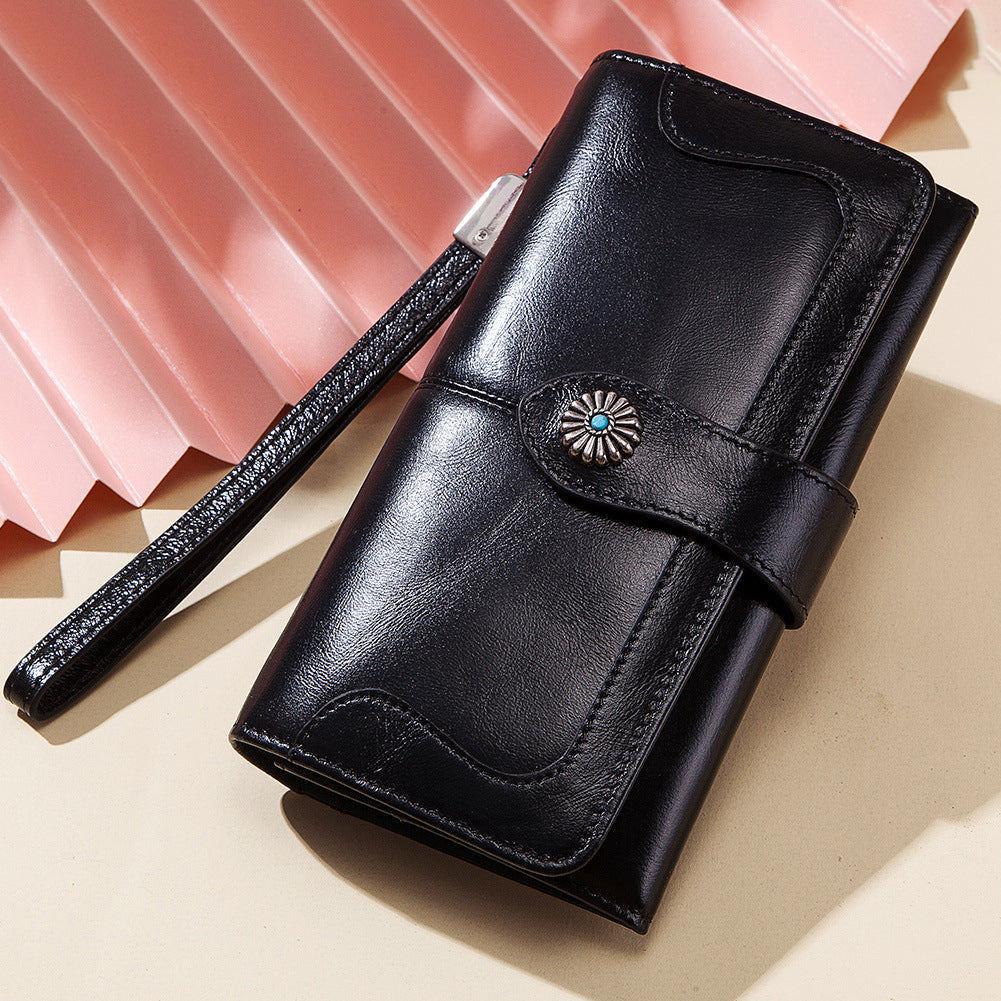 Clutch Bag RFID Anti-Magnetic Anti-Theft Brush Ladies Long Wallet Mobile Phone Bag Leather Wallet Coin Pocket - Korvel
