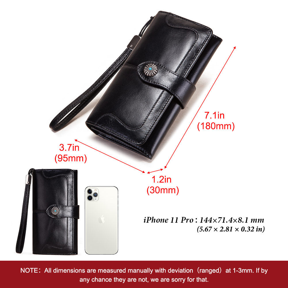 Clutch Bag RFID Anti-Magnetic Anti-Theft Brush Ladies Long Wallet Mobile Phone Bag Leather Wallet Coin Pocket - Korvel