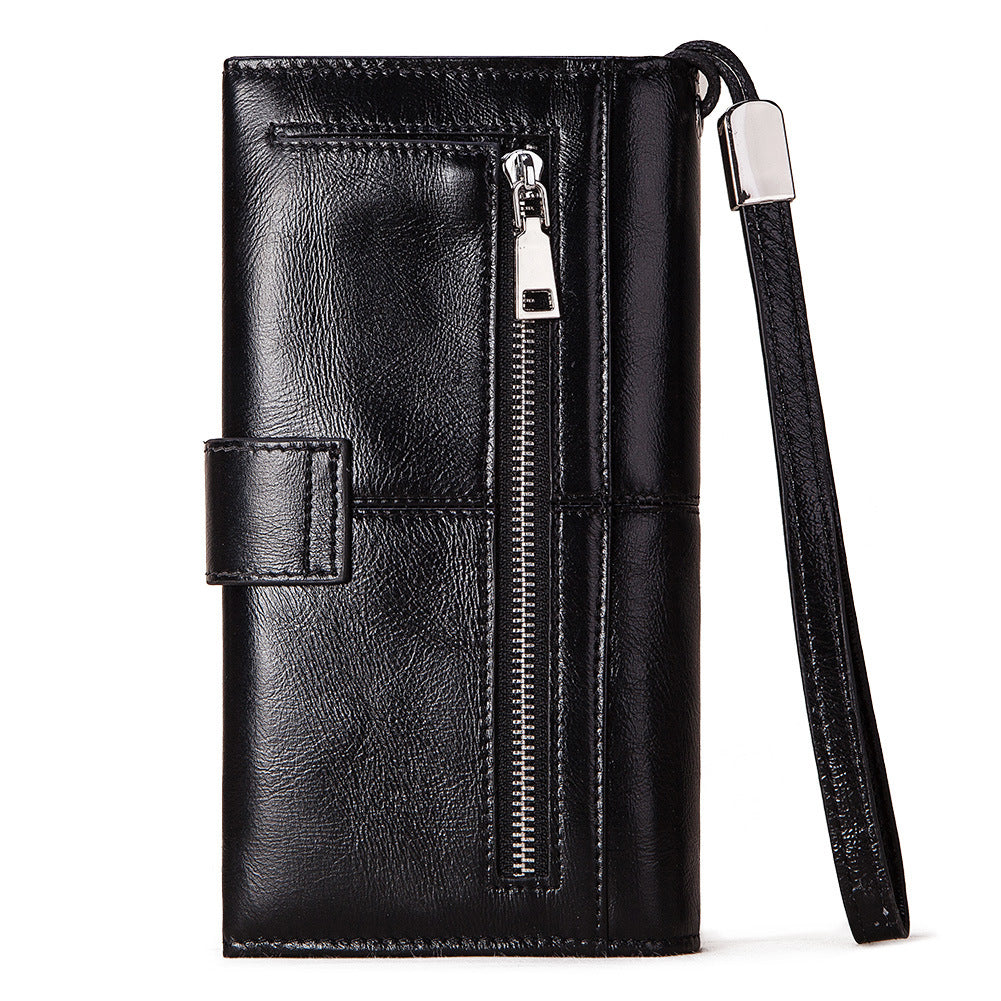 Clutch Bag RFID Anti-Magnetic Anti-Theft Brush Ladies Long Wallet Mobile Phone Bag Leather Wallet Coin Pocket - Korvel