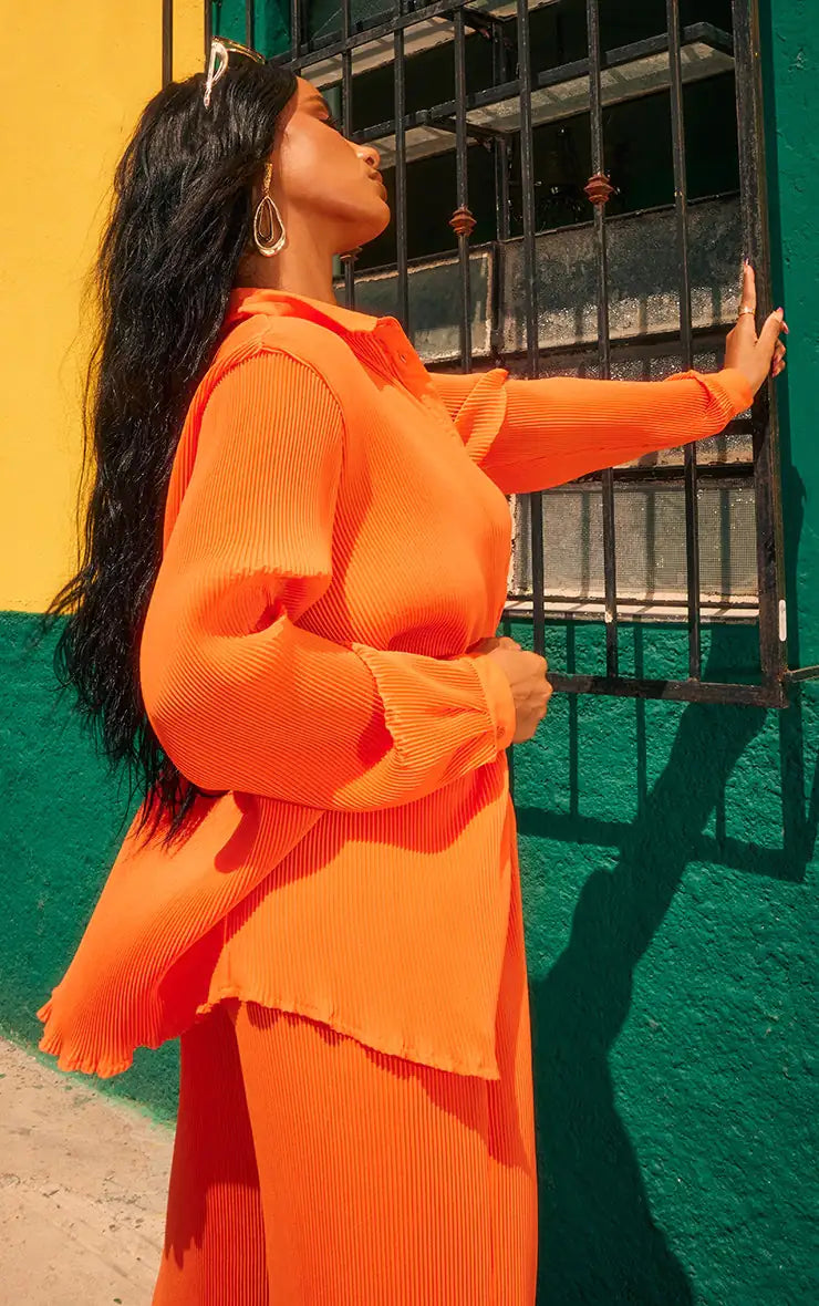 Conjunto de Camisa y Pantalones Edge en Naranja Vibrante