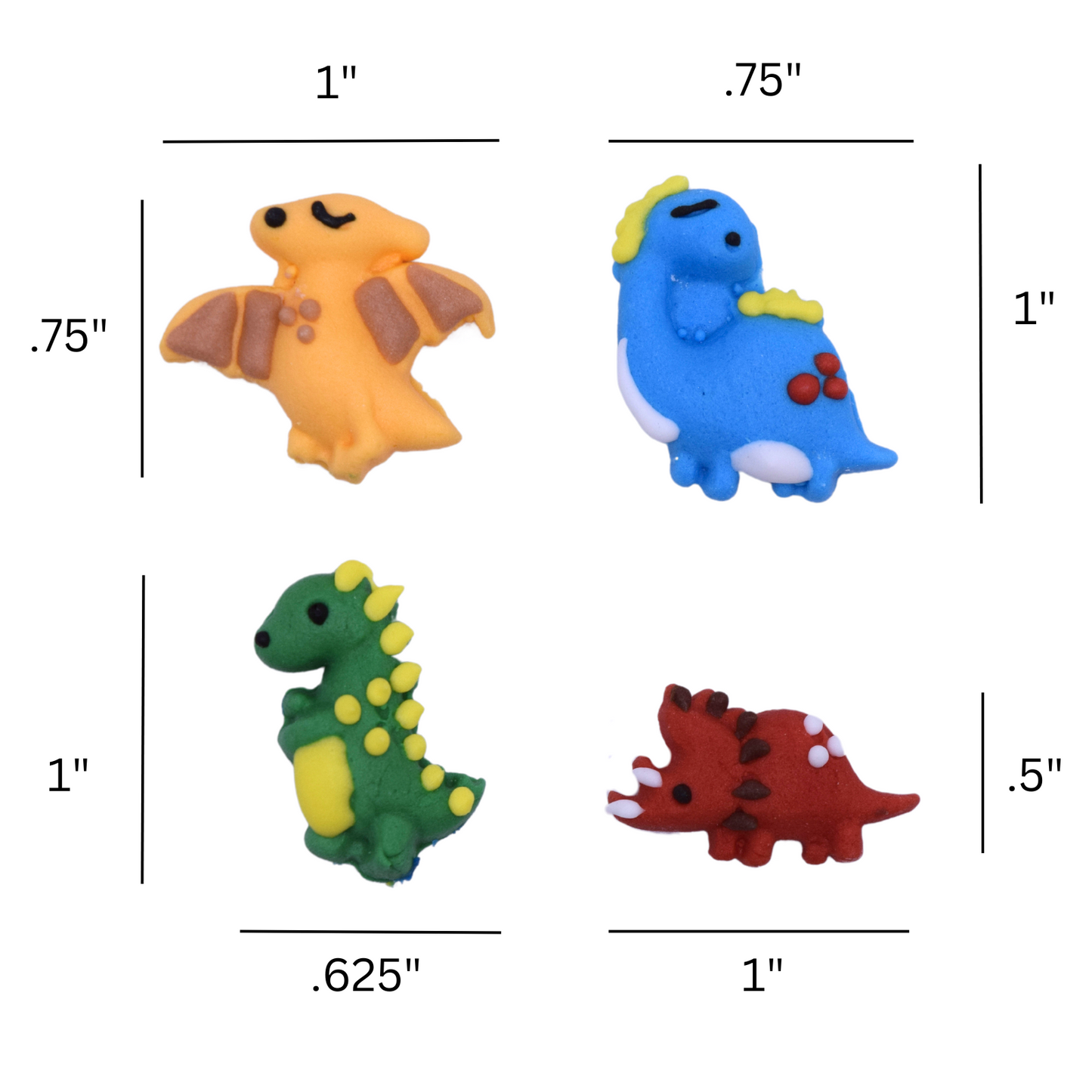 Cute Dinosaur Sugar Toppers for Cakes and Cupcakes