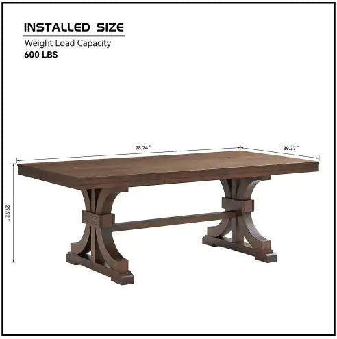 Mesa de Comedor de Madera de Caucho de Estilo Moderno de Mediados de Siglo para 6-8 Personas