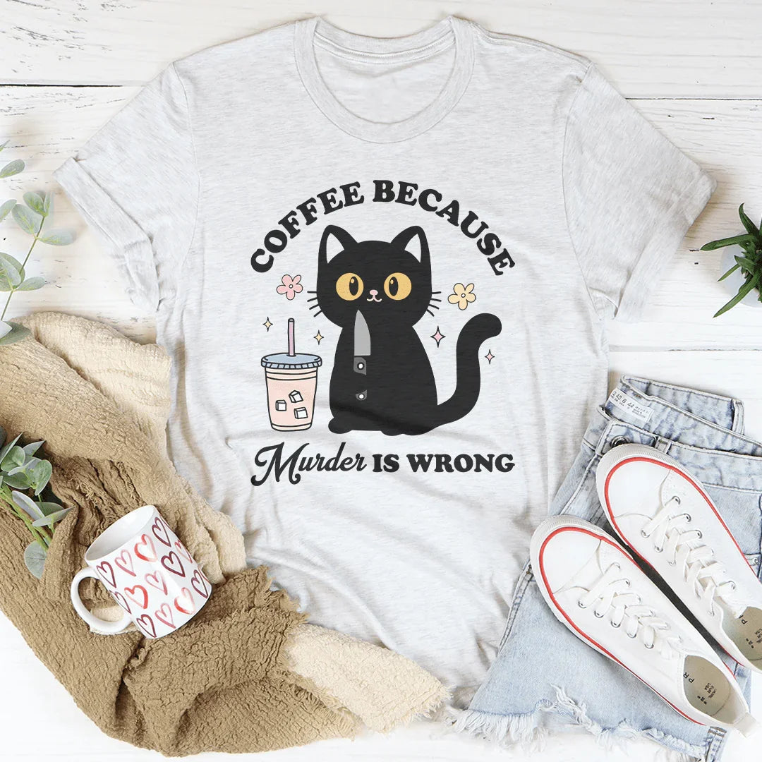 Café Porque Asesinar Está Mal Camiseta de Gato Negro