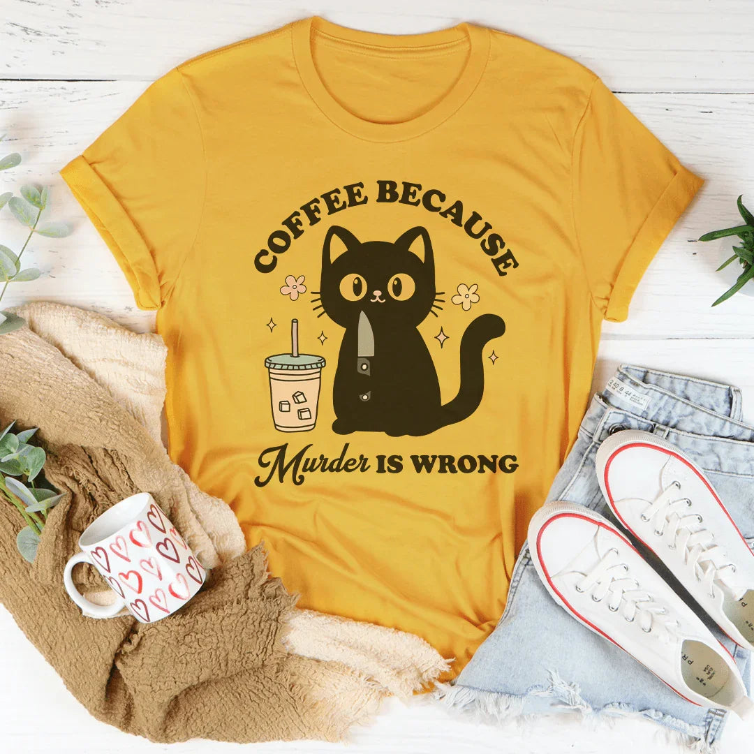 Café Porque Asesinar Está Mal Camiseta de Gato Negro