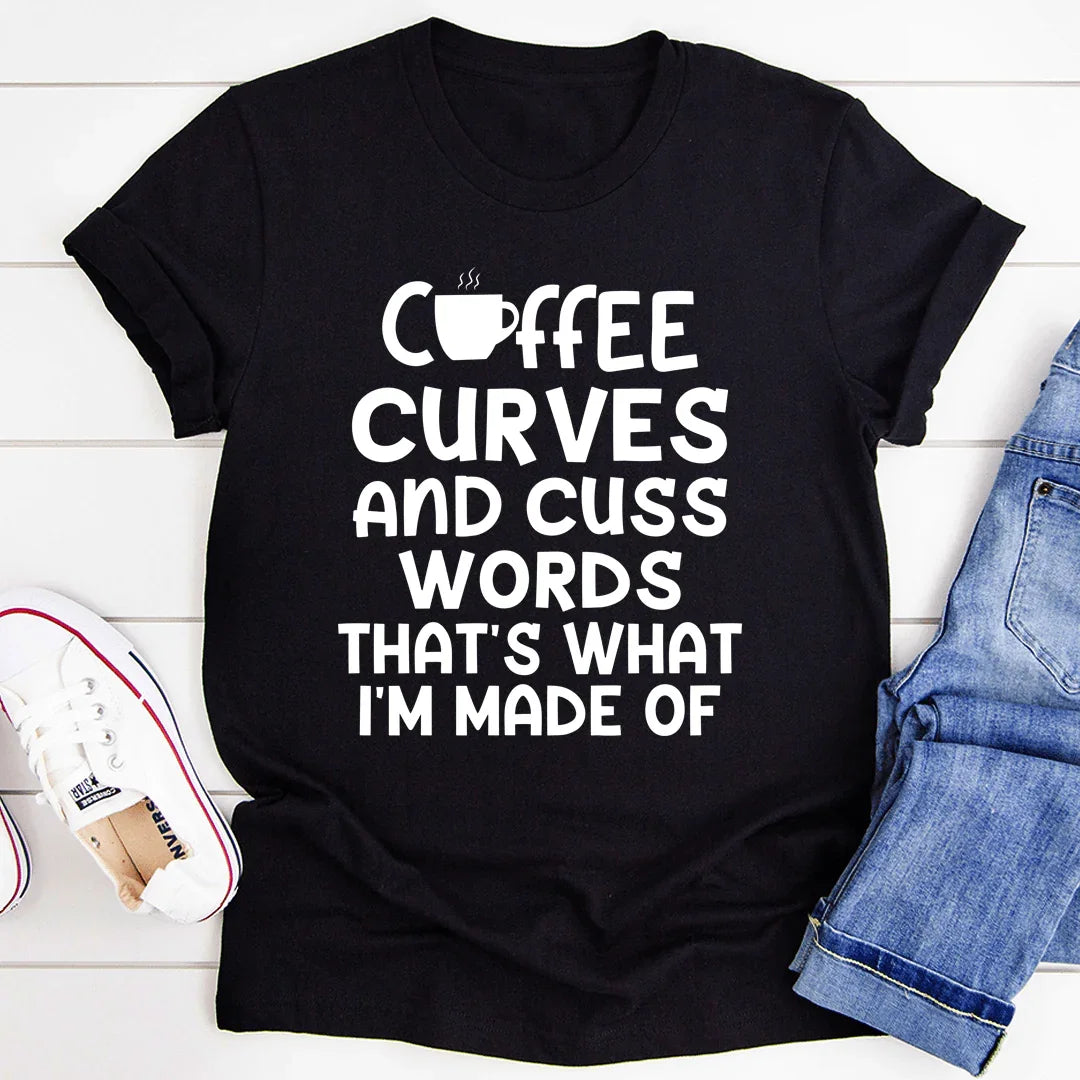 Coffee Curves & Cuss Words Tee - Korvel