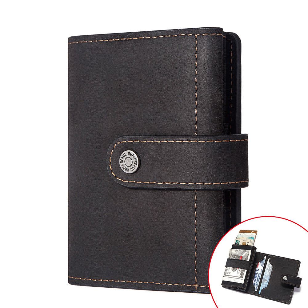 Coin Purse Metal Card Case Leather Card Sleeve ID Sleeve Leather Credit Card Holder - Korvel