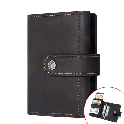 Coin Purse Metal Card Case Leather Card Sleeve ID Sleeve Leather Credit Card Holder - Korvel
