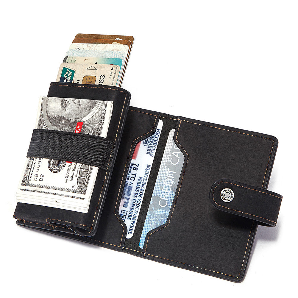 Coin Purse Metal Card Case Leather Card Sleeve ID Sleeve Leather Credit Card Holder - Korvel