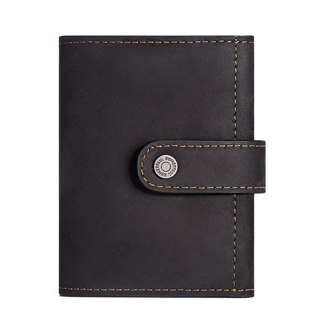 Coin Purse Metal Card Case Leather Card Sleeve ID Sleeve Leather Credit Card Holder - Korvel