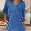 Collar Half Sleeve Denim Dress - Korvel
