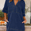 Collar Half Sleeve Denim Dress - Korvel