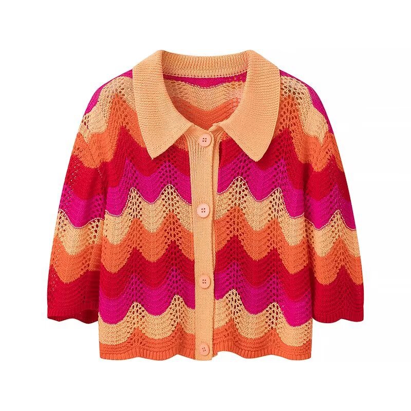 Ensemble de chemise et jupe en tricot rayé élégant