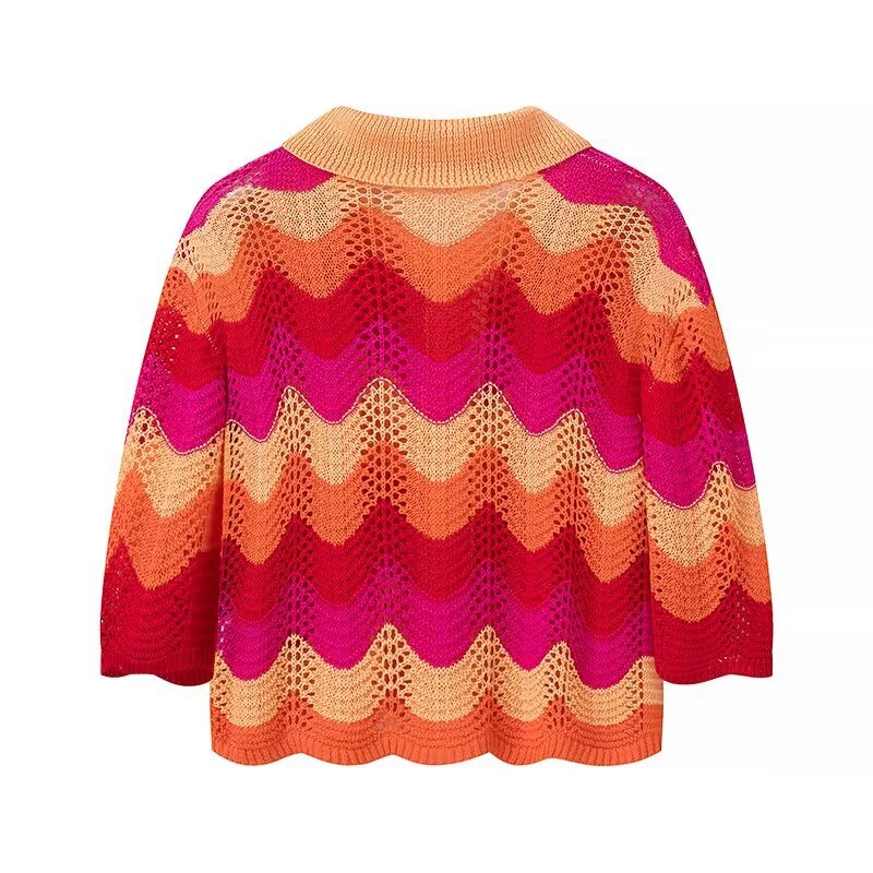 Ensemble de chemise et jupe en tricot rayé élégant