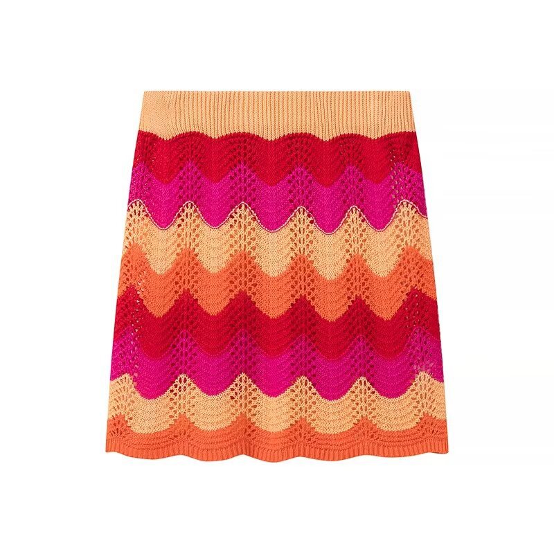Ensemble de chemise et jupe en tricot rayé élégant