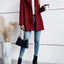 Collar woolen plaid coat with slim fit temperament - Korvel