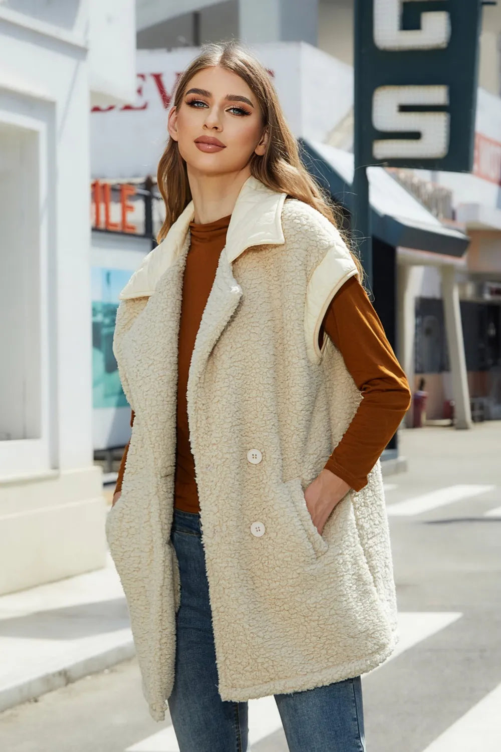 Collared Neck Button Up Vest Coat - Korvel