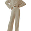Collared Neck Long Sleeve Top and Pants Lounge Set - Korvel