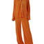 Collared Neck Long Sleeve Top and Pants Lounge Set - Korvel