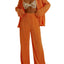 Collared Neck Long Sleeve Top and Pants Lounge Set - Korvel