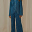 Collared Neck Long Sleeve Top and Pants Lounge Set - Korvel