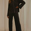 Collared Neck Long Sleeve Top and Pants Lounge Set - Korvel