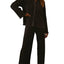 Collared Neck Long Sleeve Top and Pants Lounge Set - Korvel
