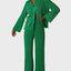 Collared Neck Long Sleeve Top and Pants Lounge Set - Korvel