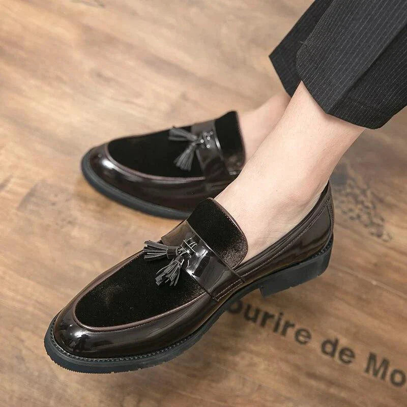 Mandotos College Inspired Leather Loafers for Men - Blue Premium Dress Shoes