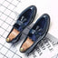 Mandotos College Inspired Leather Loafers for Men - Blue Premium Dress Shoes